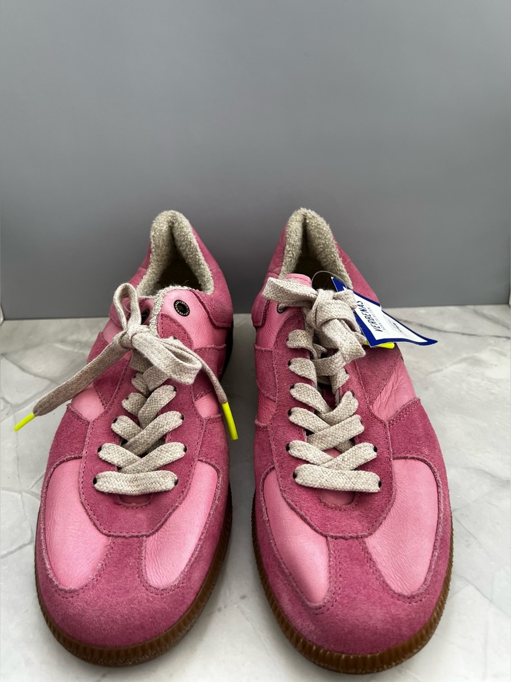 Verbenas Sora Candy Flamingo Pink Sneakers Size 8 Made In Spain Leather Suede